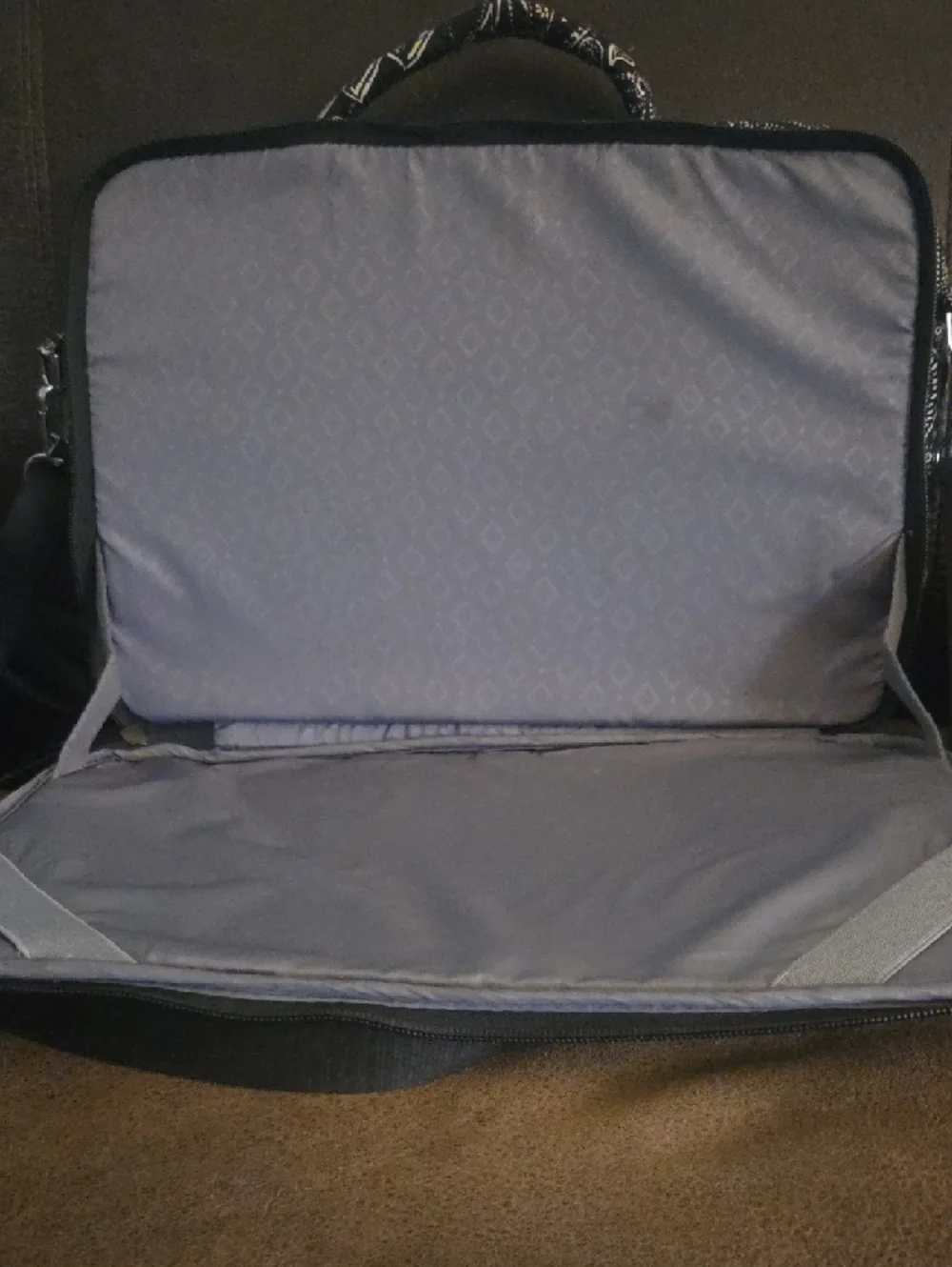 Quilted Paisley Messenger Bag - Black & White